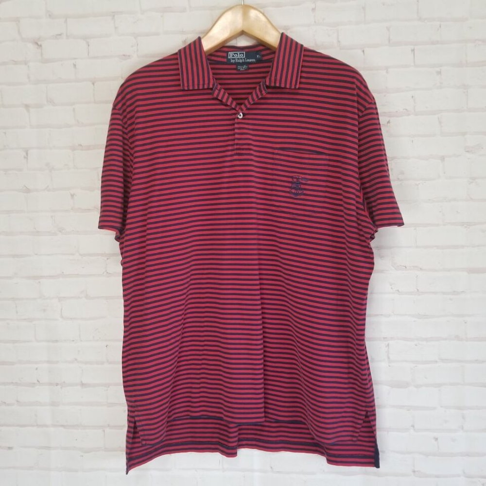 Polo Ralph Lauren Shirt Adult XL Blue Red Lightweight Golf Pima Cotton Men